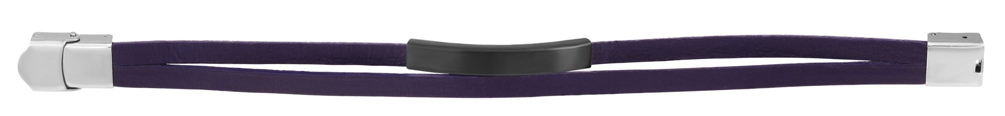 Akzent Echtlederarmband mit Edelstahlgravurplatte, violett/schwarz