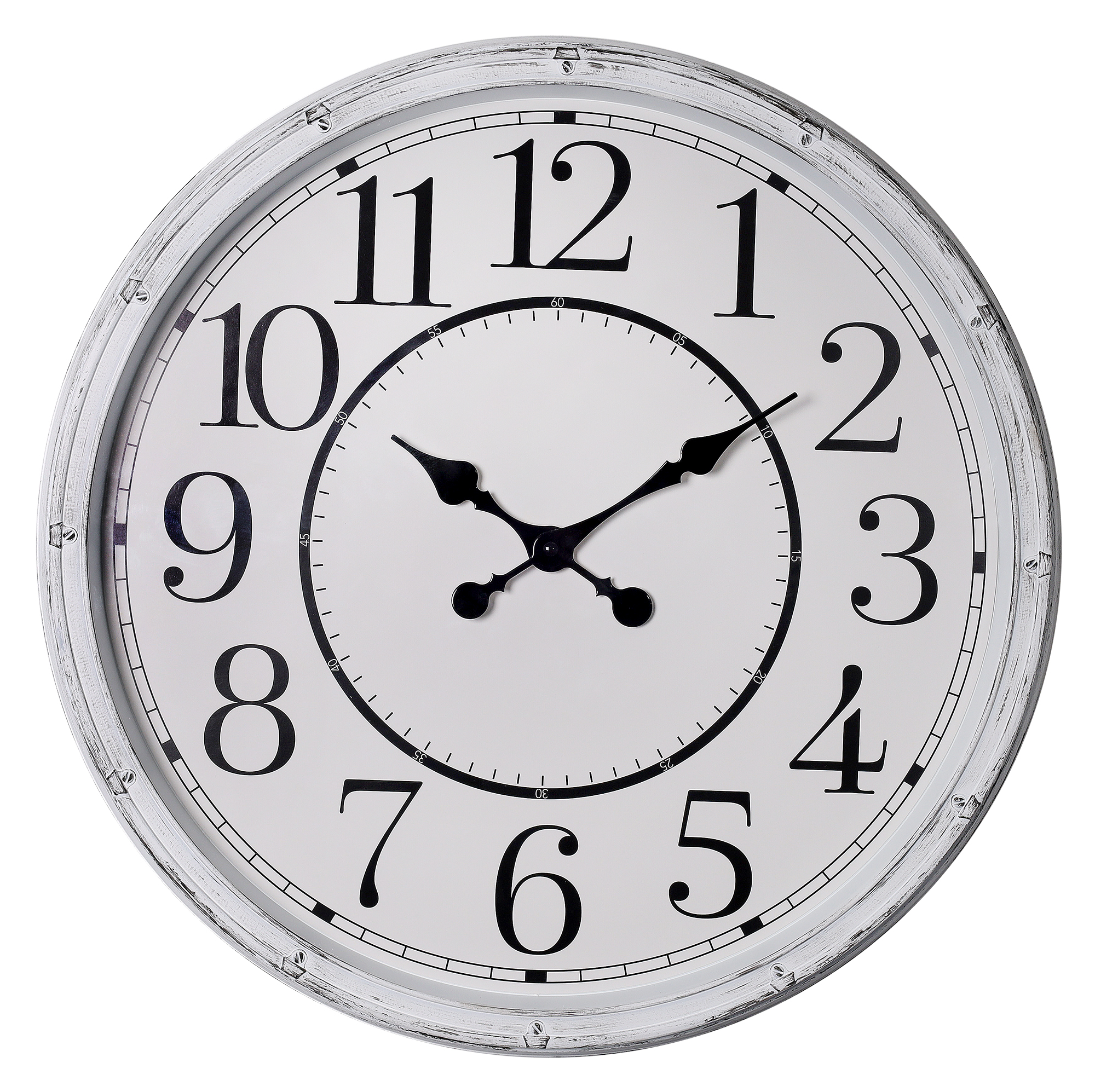 Große Wanduhr im Vintage-Look - Ø 50 cm, weiß