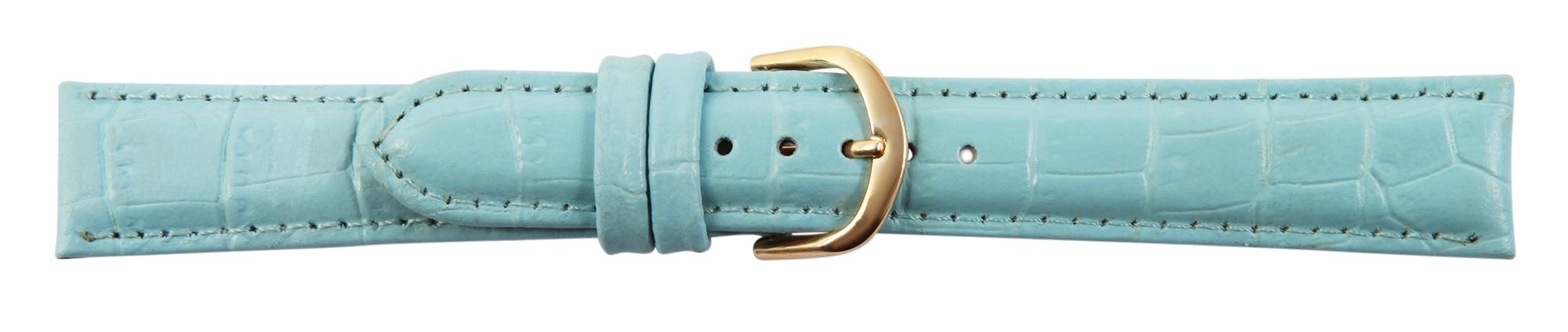 Echtleder-Uhrenarmbänder, hellblau, Krokooptik, VE 12, 18 mm