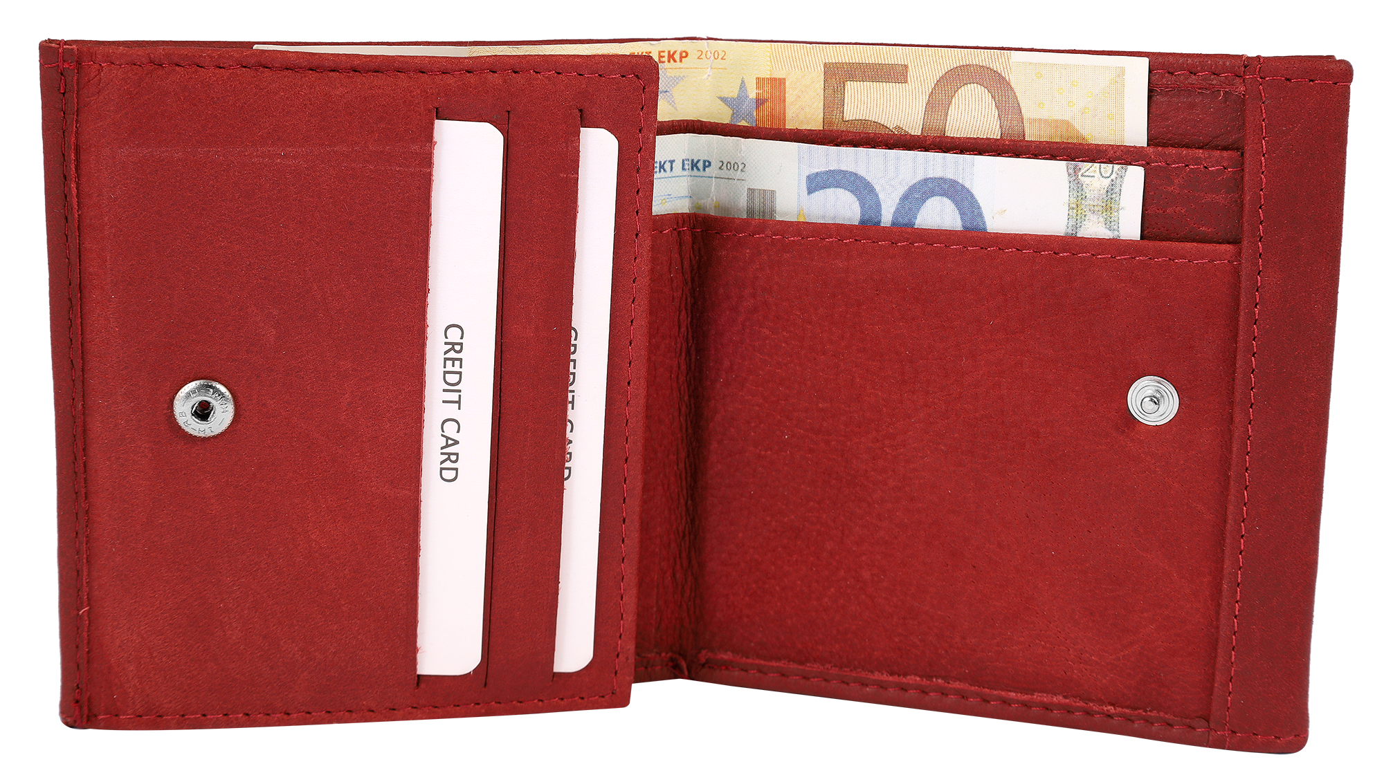 Akzent Echtleder (Nappa) Herren Geldbörse "Wiener Schachtel", RFID, rot