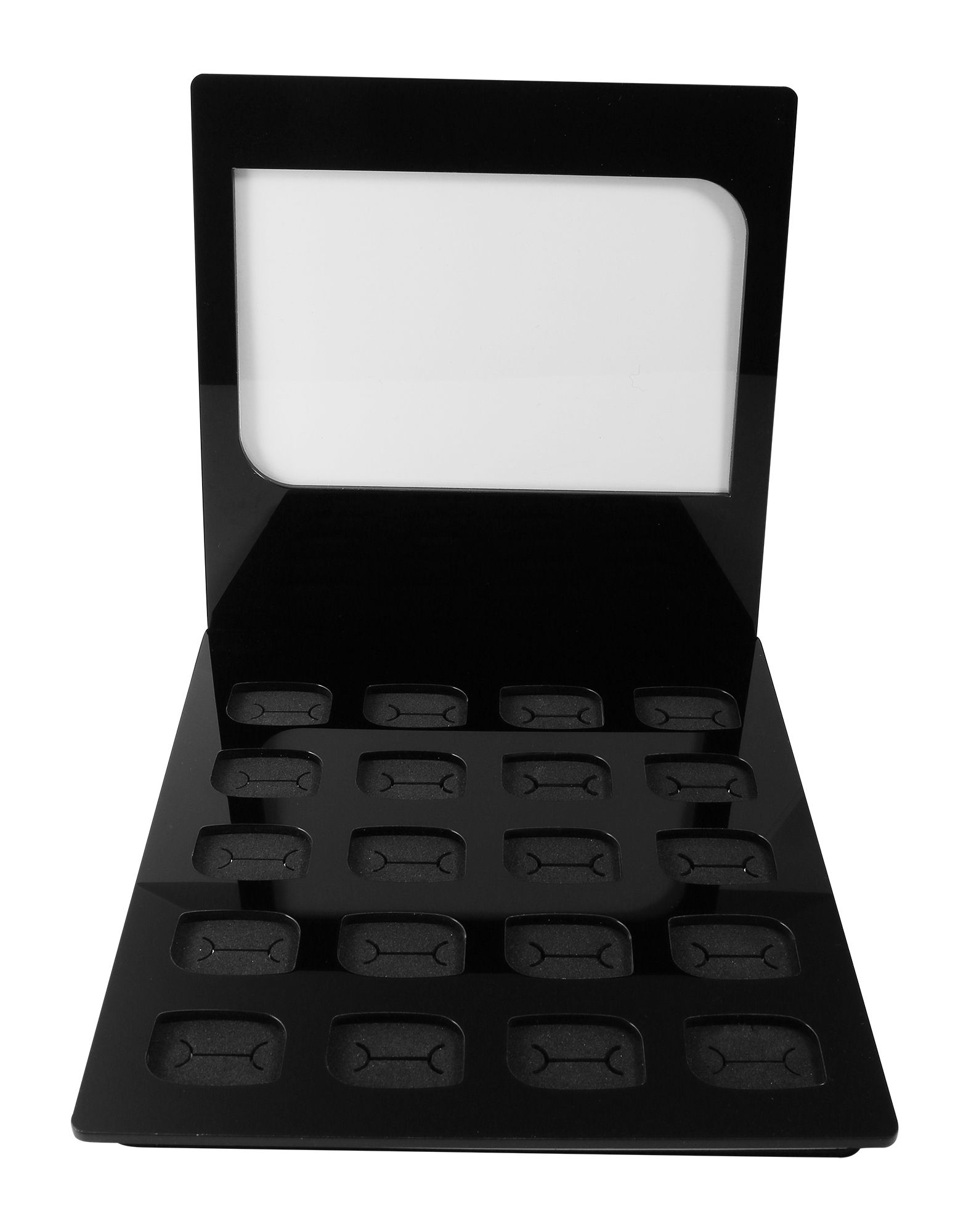 Ringdisplay aus Acryl mit transparentem Werbeaufsteller, schwarz