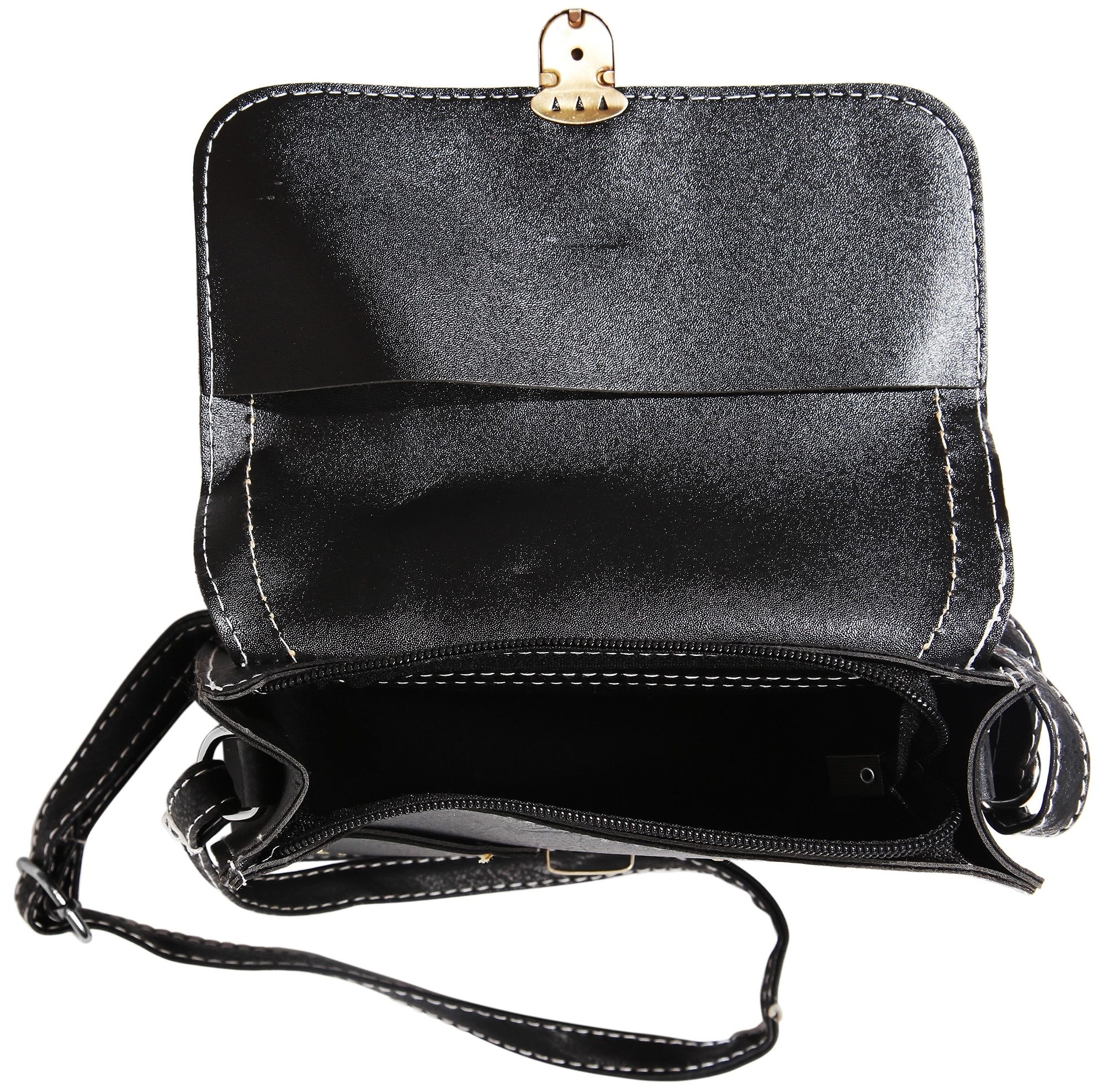 Damen Handtasche aus Lederimitation, schwarz