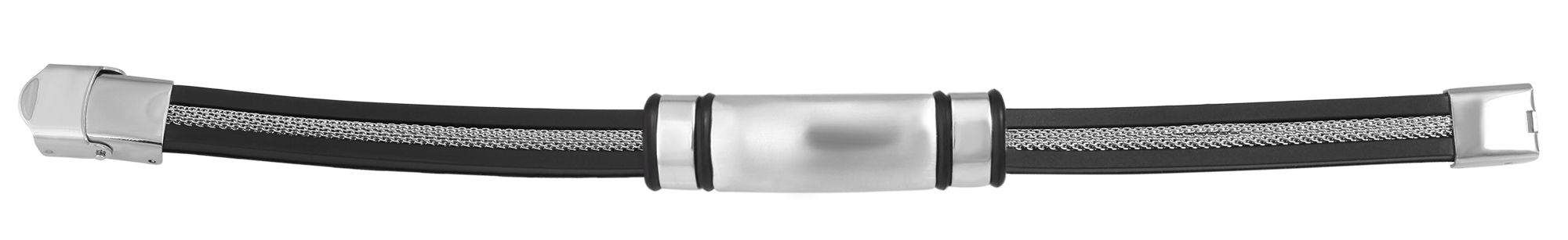 Akzent Silikonarmband mit Gravurplatte aus Edelstahl, schwarz/silberfarben