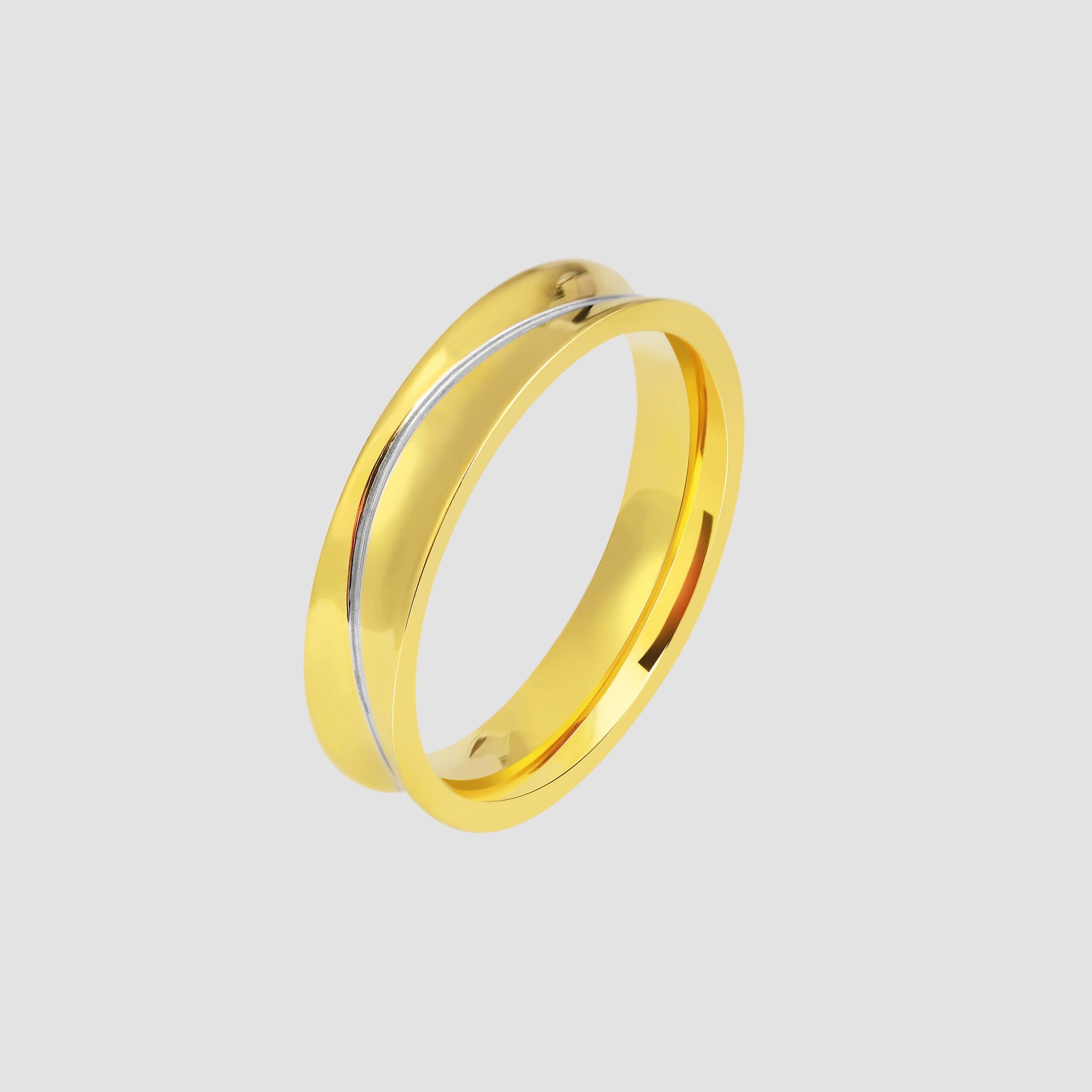 Akzent Herren-Partnerring aus Edelstahl, bicolor, Gr. 72
