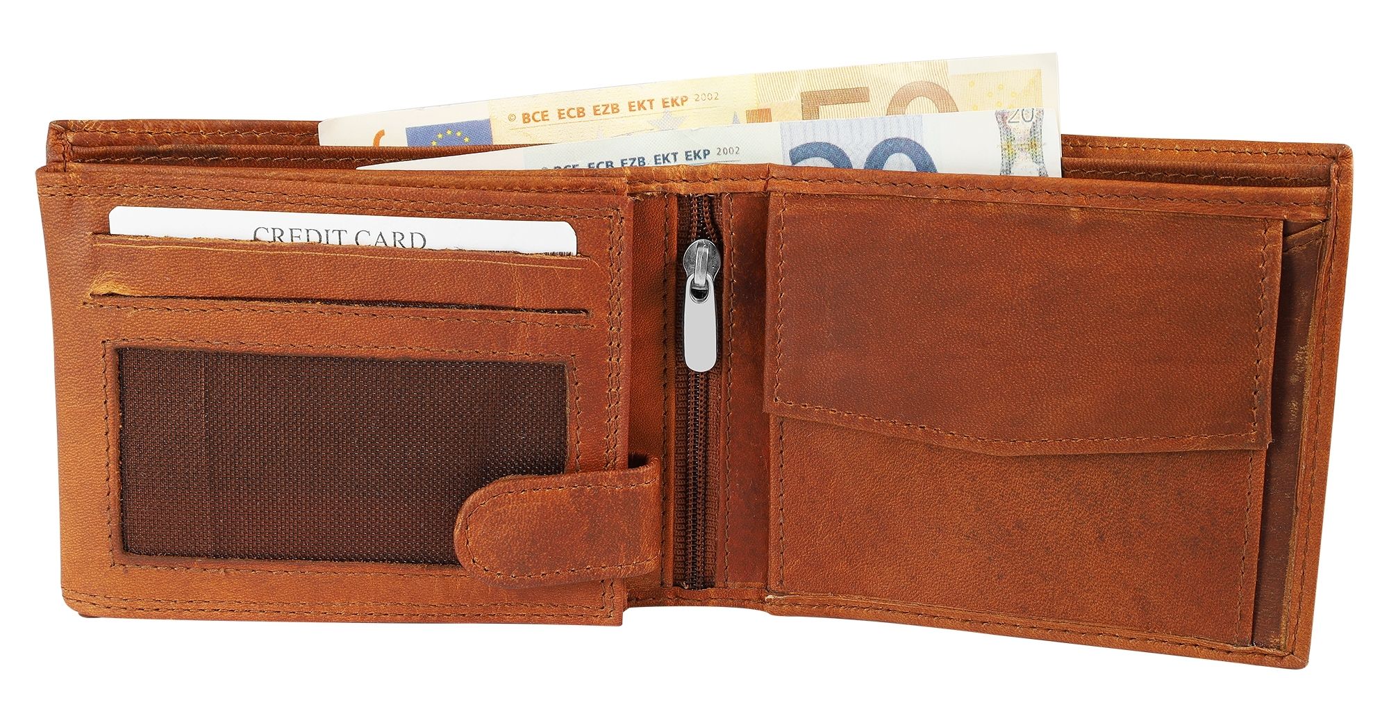 "Levi" - Tan, Leonardo Verrelli Echt Leder Geldbörse  mit RFID-Safe, querformat
