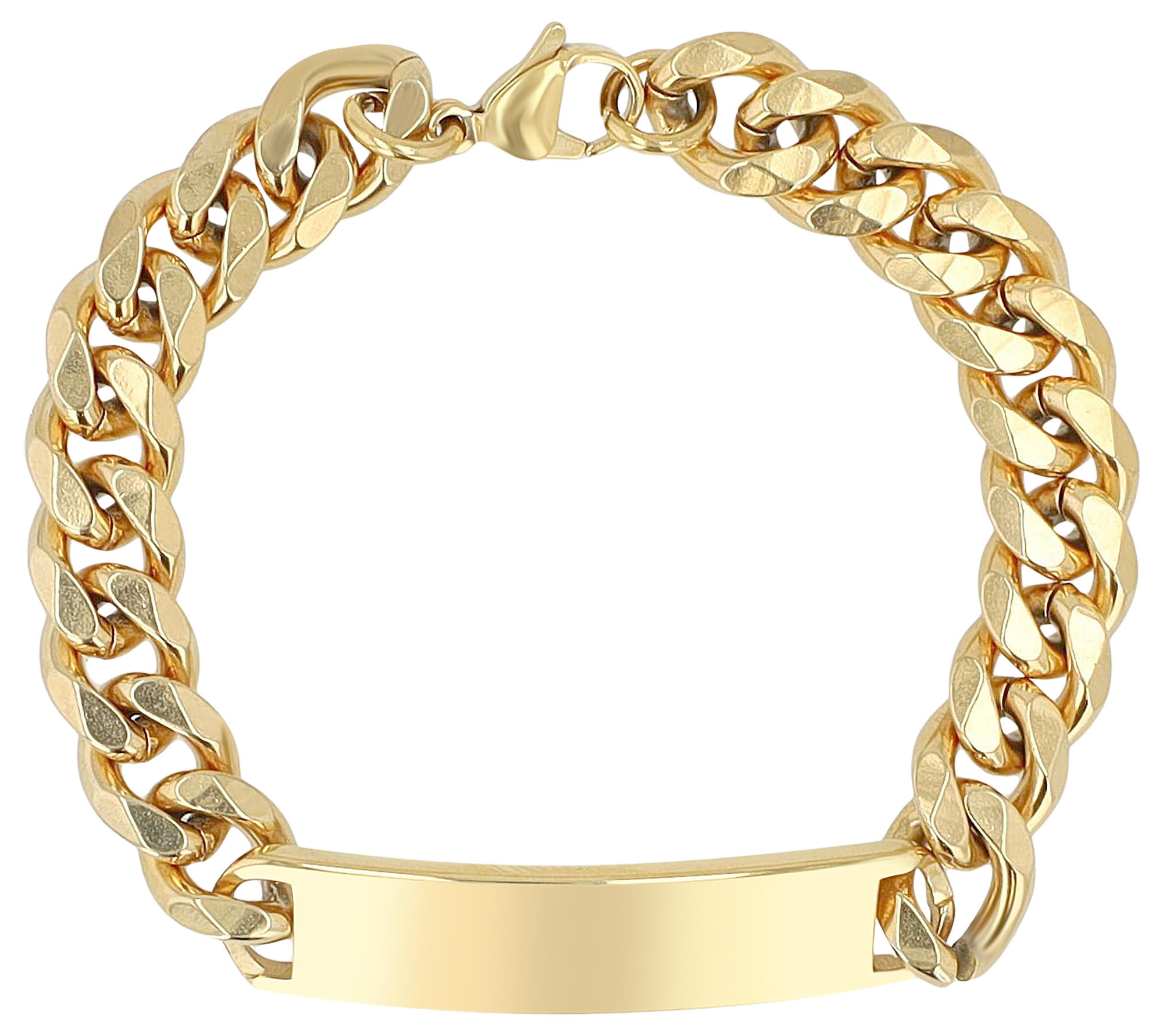 "Rokas", Akzent Panzerarmband, Edelstahl, Gravurplatte, poliert, goldfarben, 21,5 cm