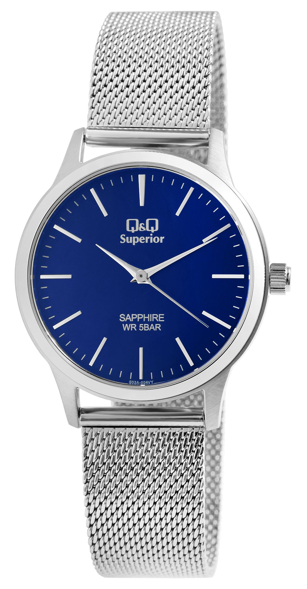 Q&Q Superior Unisexuhr mit Milanaisearmband, Edelstahl, Saphirglas, 5 bar