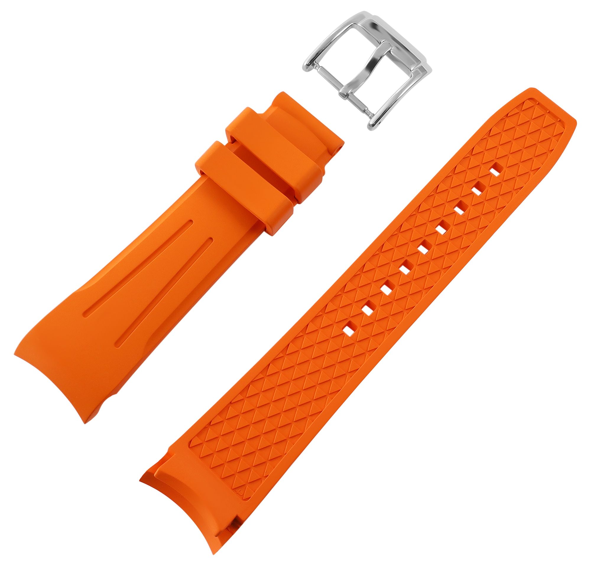 FKM Kautschuk-Uhrenarmband, Dornschließe, 22 mm, orange, (FKM= Fluorelastomer-Kautschuk)