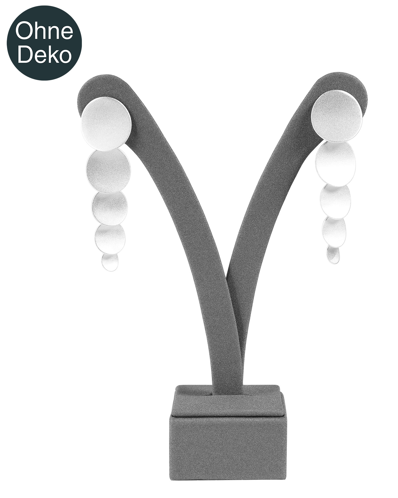 Aufsteller für Ohrringe (Dekoserie Soft), PU-bezogen, grau