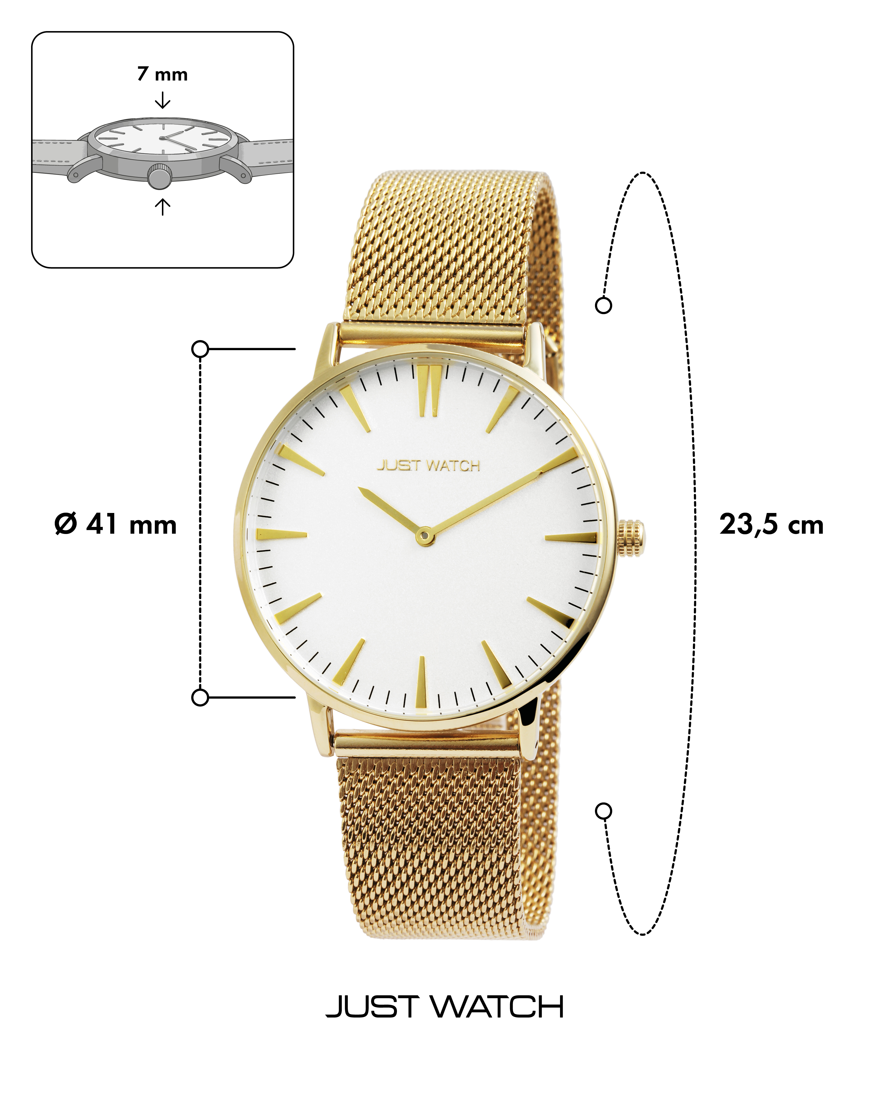 Just Watch analoge 2-Zeiger Unisex-Armbanduhr