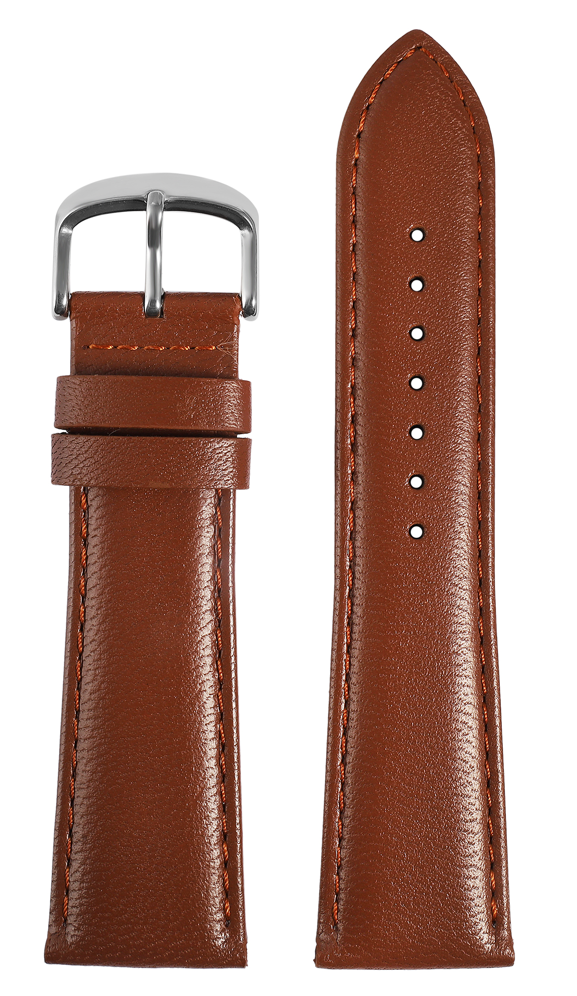 Gr 20 mm Uhrenarmband aus Echtleder in braun, genäht