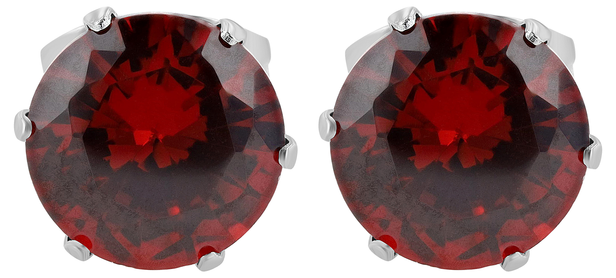 "Sultana", Akzent Edelstahl Ohrstecker, Zirkonia, rot, Ø 7 mm