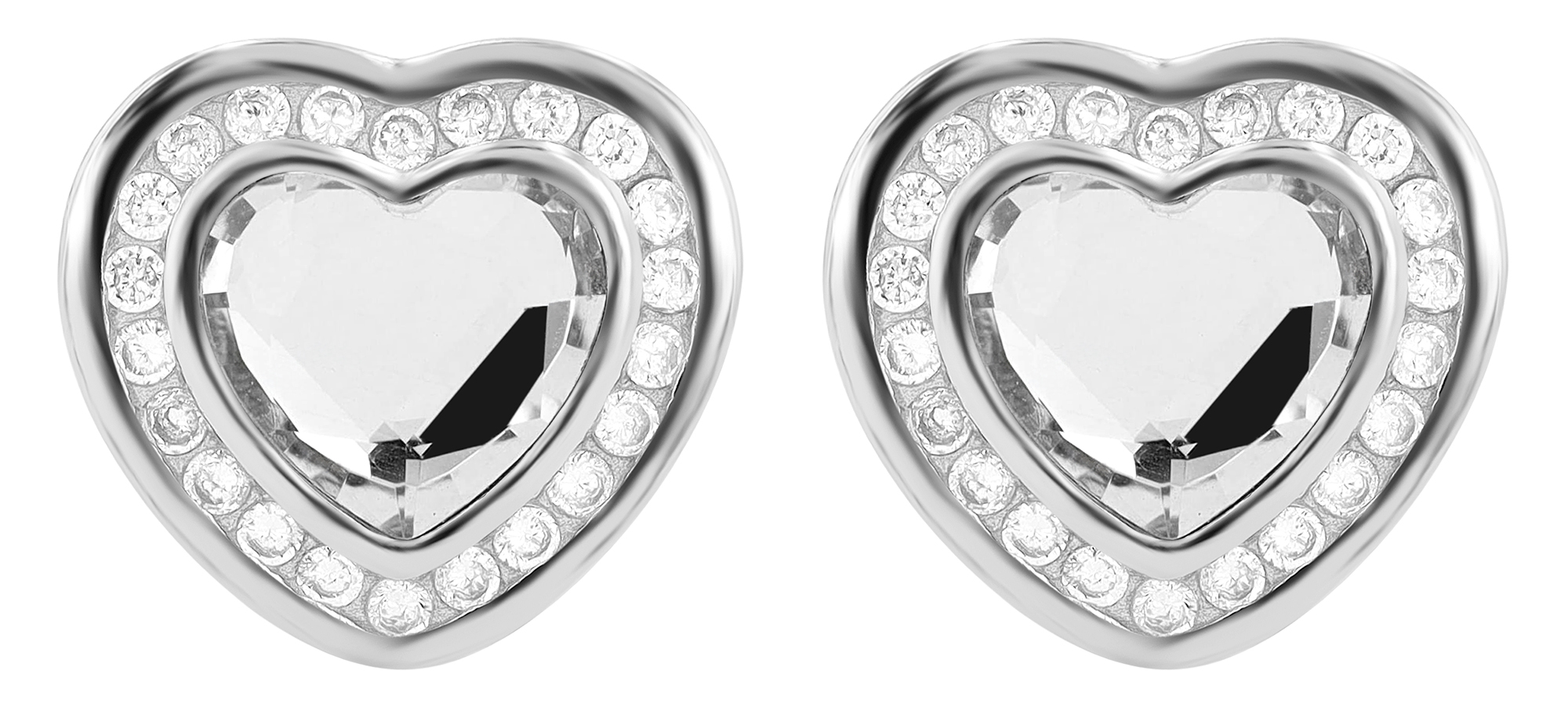 "Alvira" 925/- Echt Silber Ohrstecker silberfarben rhodiniert Zirkonia Herz