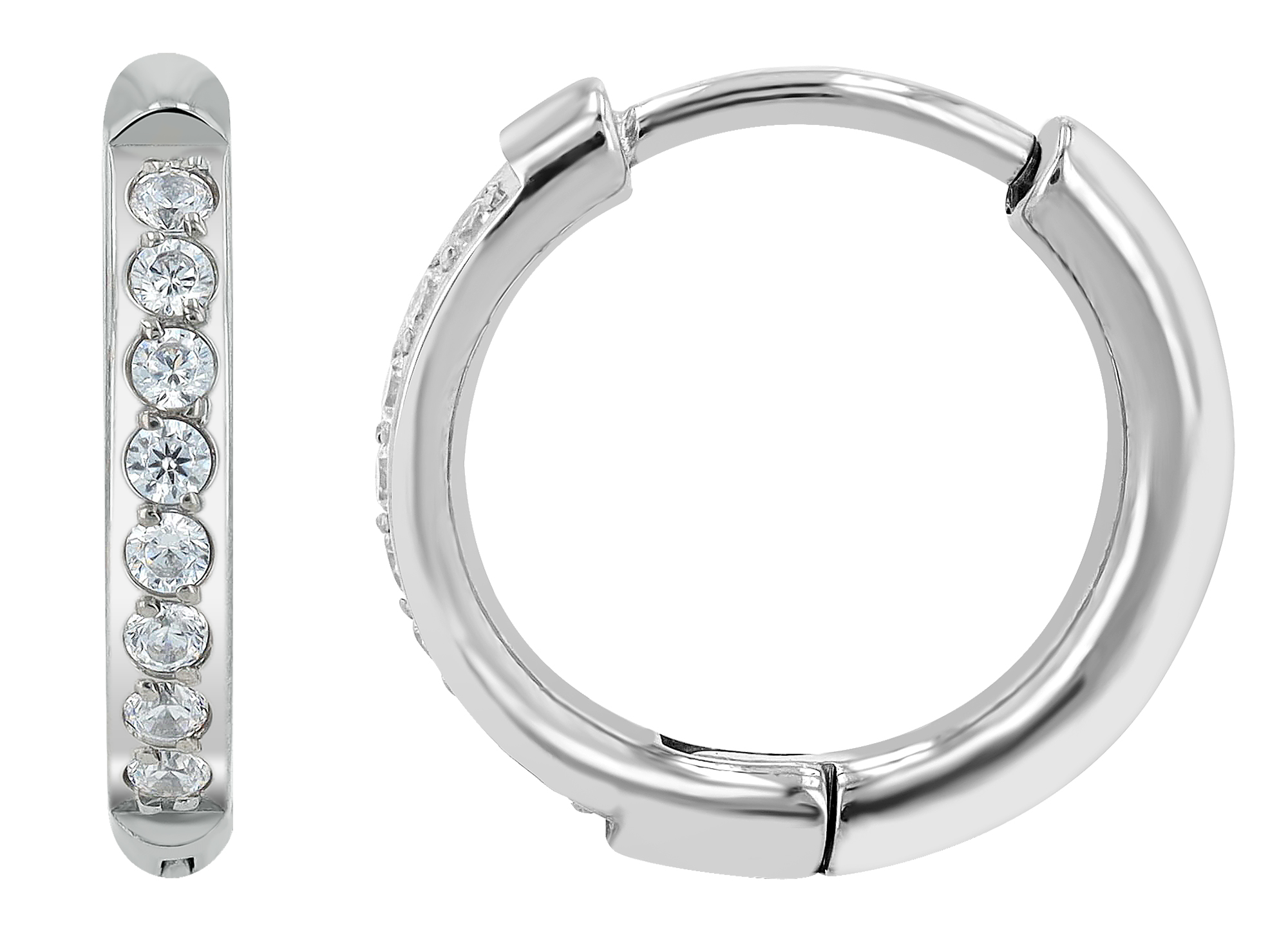 "Una", Titan Mini Creolen/ Huggies, Similibesatz, Ø 10 mm/ Stärke 2 mm