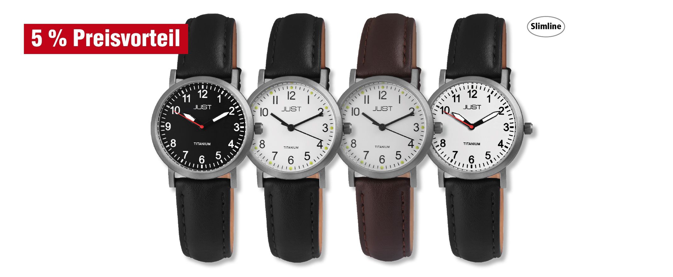 Just Damen Titan Uhren Echtlederband im 4er-Set, 5% Preisvorteil