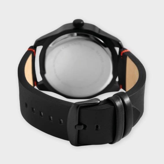 Raptor Herrenuhr "Charley" mit Echtlederarmband, Datumsanzeige, schwarz/rot