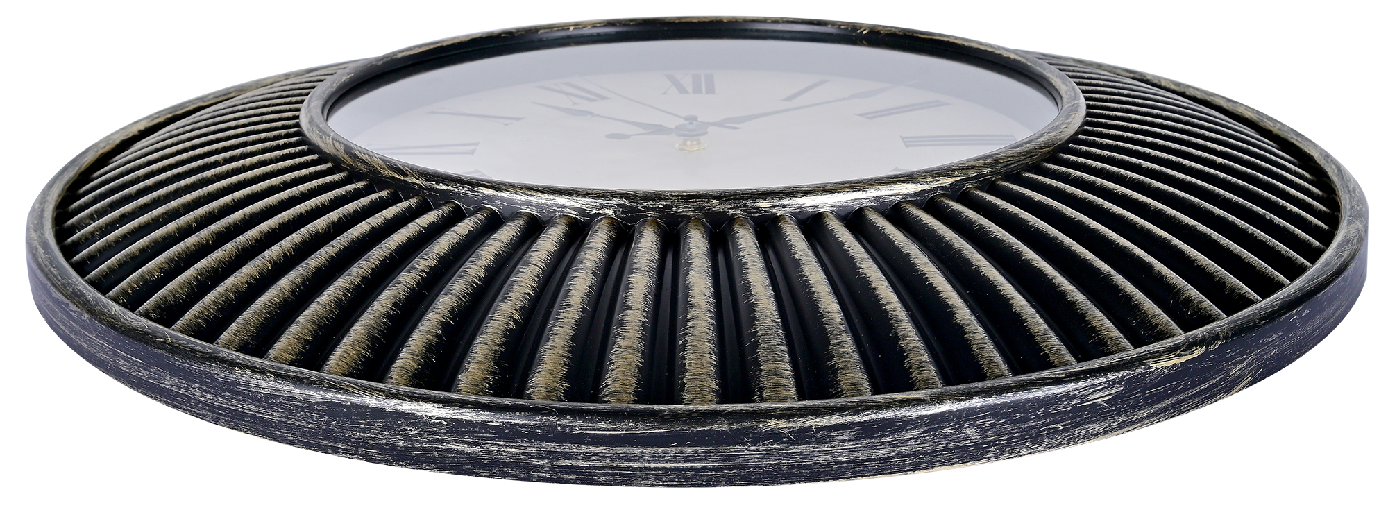 Wanduhr Ø 50 cm, Sonnenstahlen-Rahmen, schwarz/ goldfarben