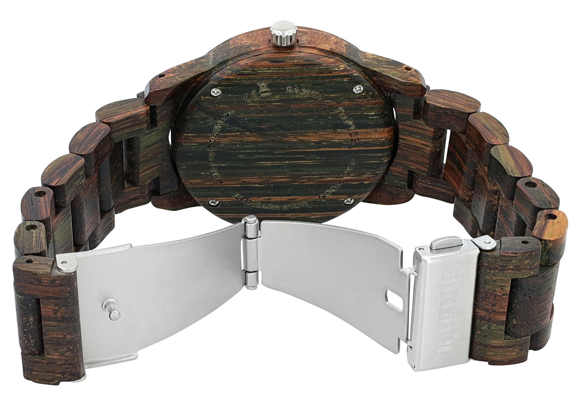 Raptor Herrenarmbanduhr "Elementary" aus grünlichem Eichenholz
