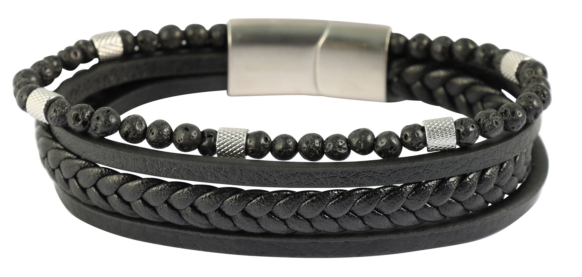 "Nante" 21 cm, Armband aus Lederimitat mit Naturstein (Feuersetin), VE-4