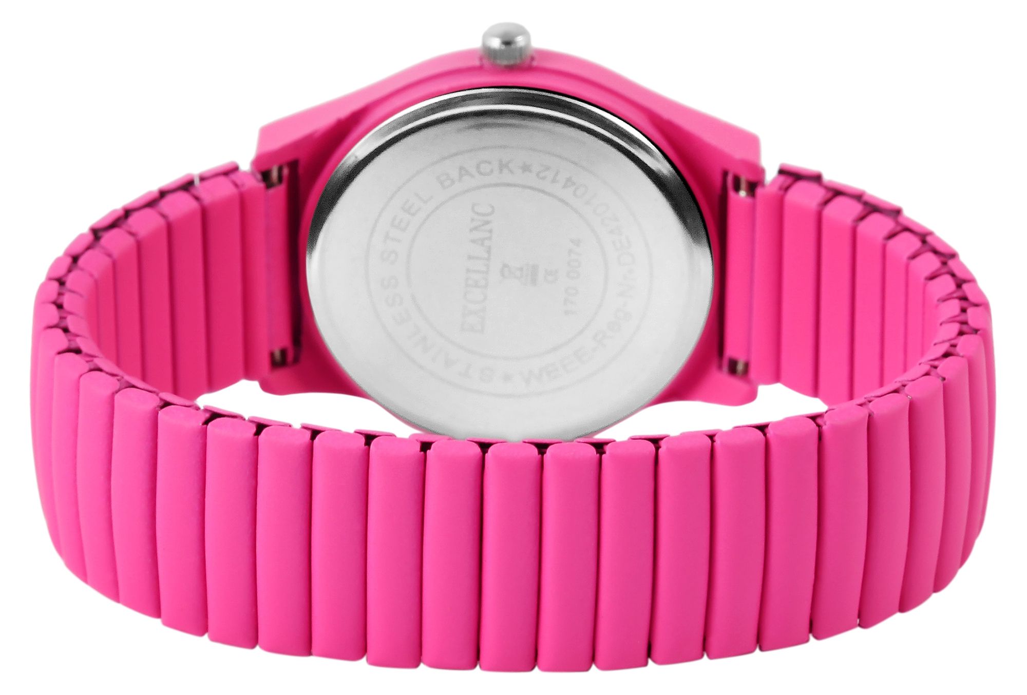 Excellanc Damenarmbanduhr mit Edelstahlzugband, neonpink