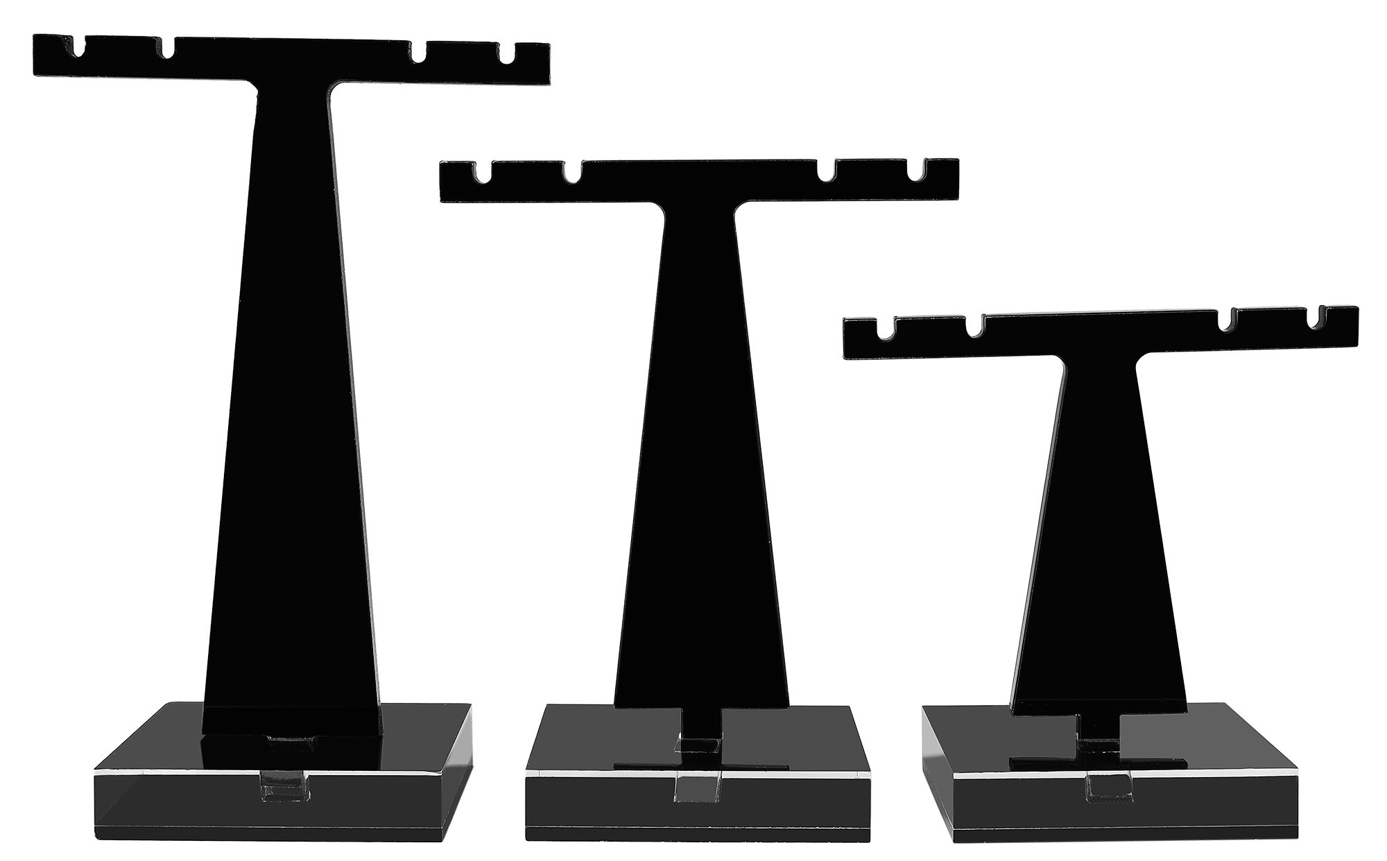 Acryl Aufsteller für Creolen/ Ohrhänger (Dekoserie Glossy), 3er Set, schwarz