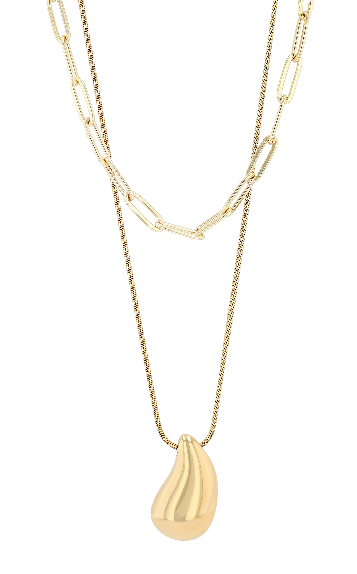 "Arany" 2-Layering Kette (45/ 50 +5cm) mit Tropfen Anhänger, goldfarben