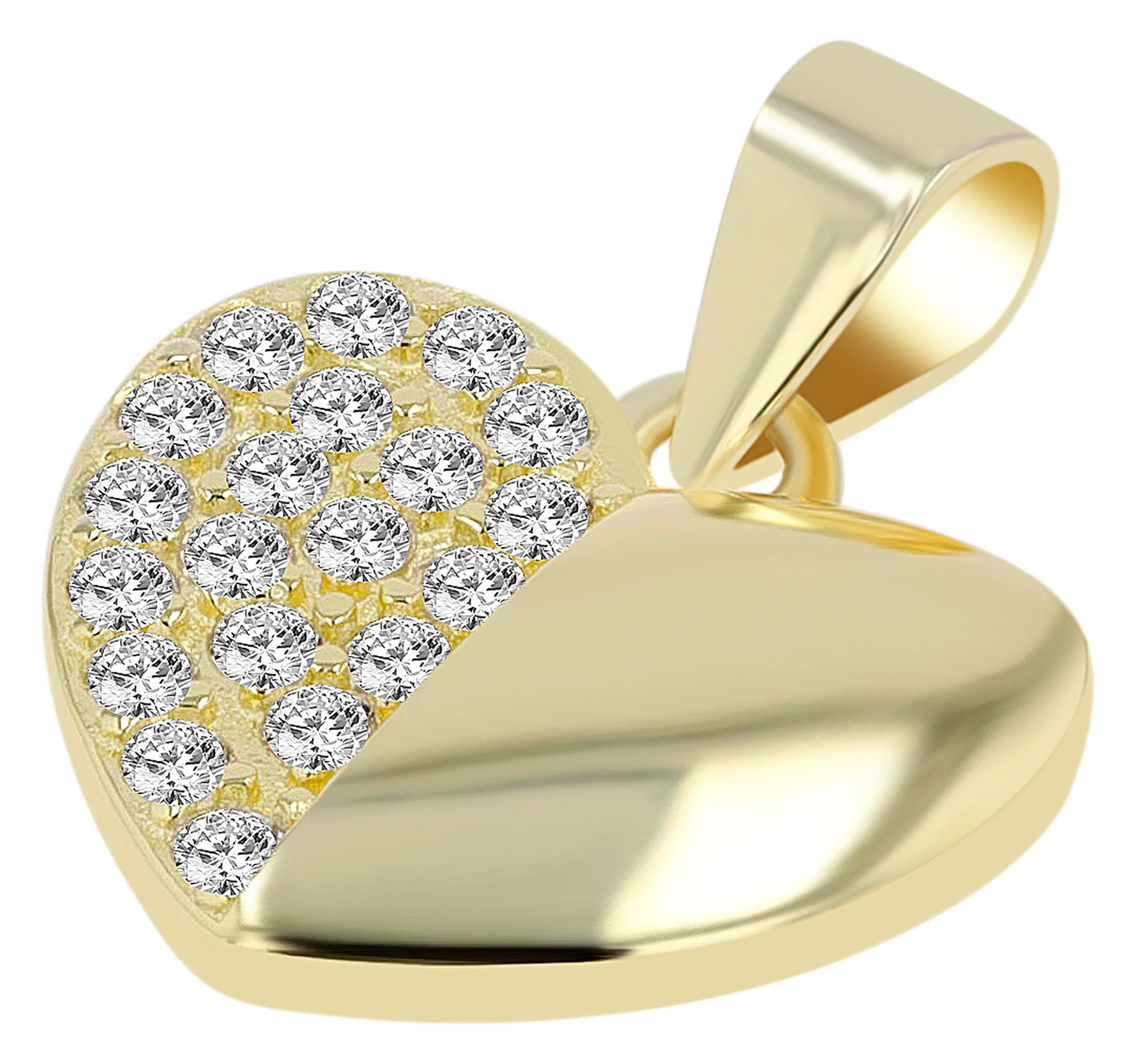 925/- Echt Silber Schmuckset "Lio", Herzdesign, Ohrstecker & Anhänger, vergoldet
