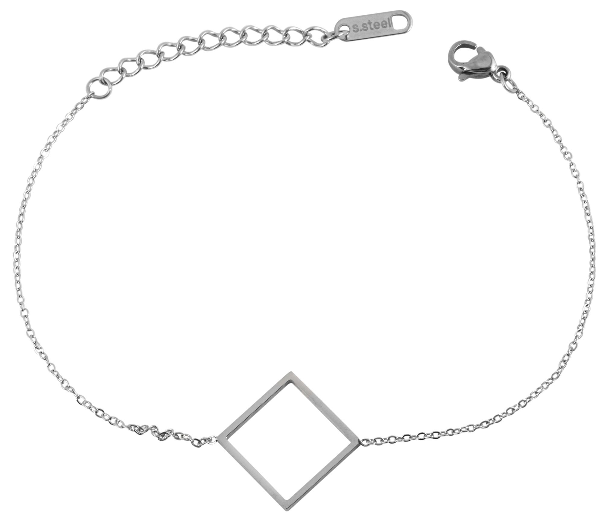 Akzent Edelstahlschmuckset aus Armband und Kette mit Anhänger, silberfarbig