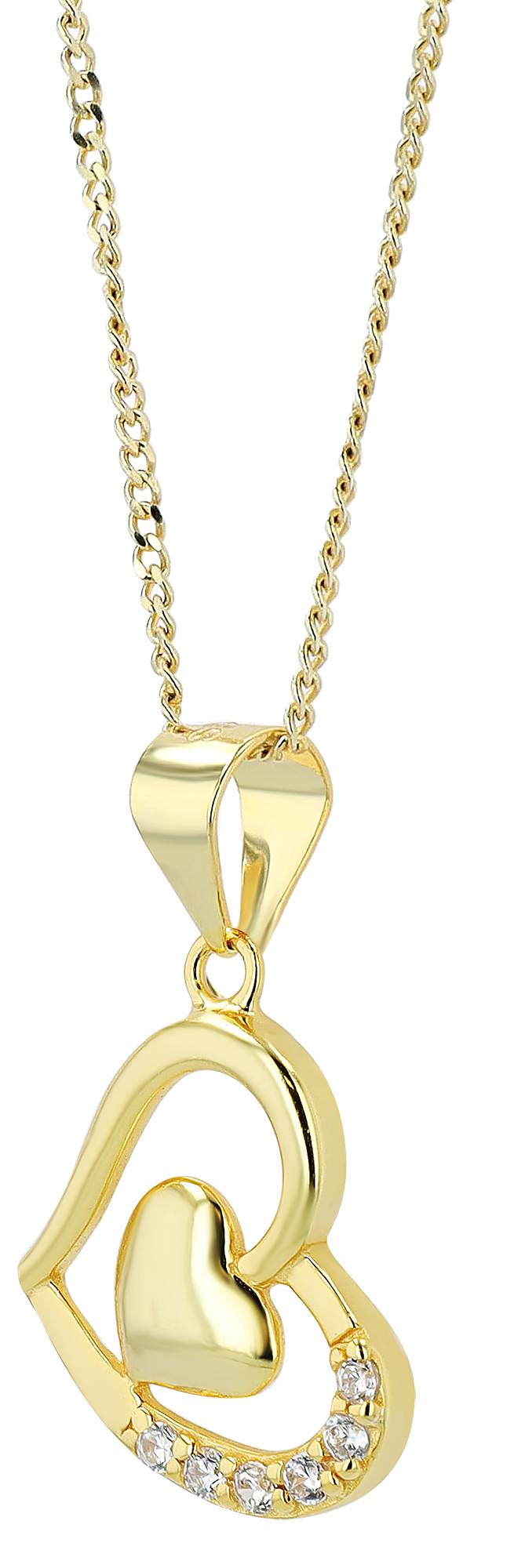 "Banja", 925/- Echt Silber Anhänger Herz mit Zirkonia, vergoldet