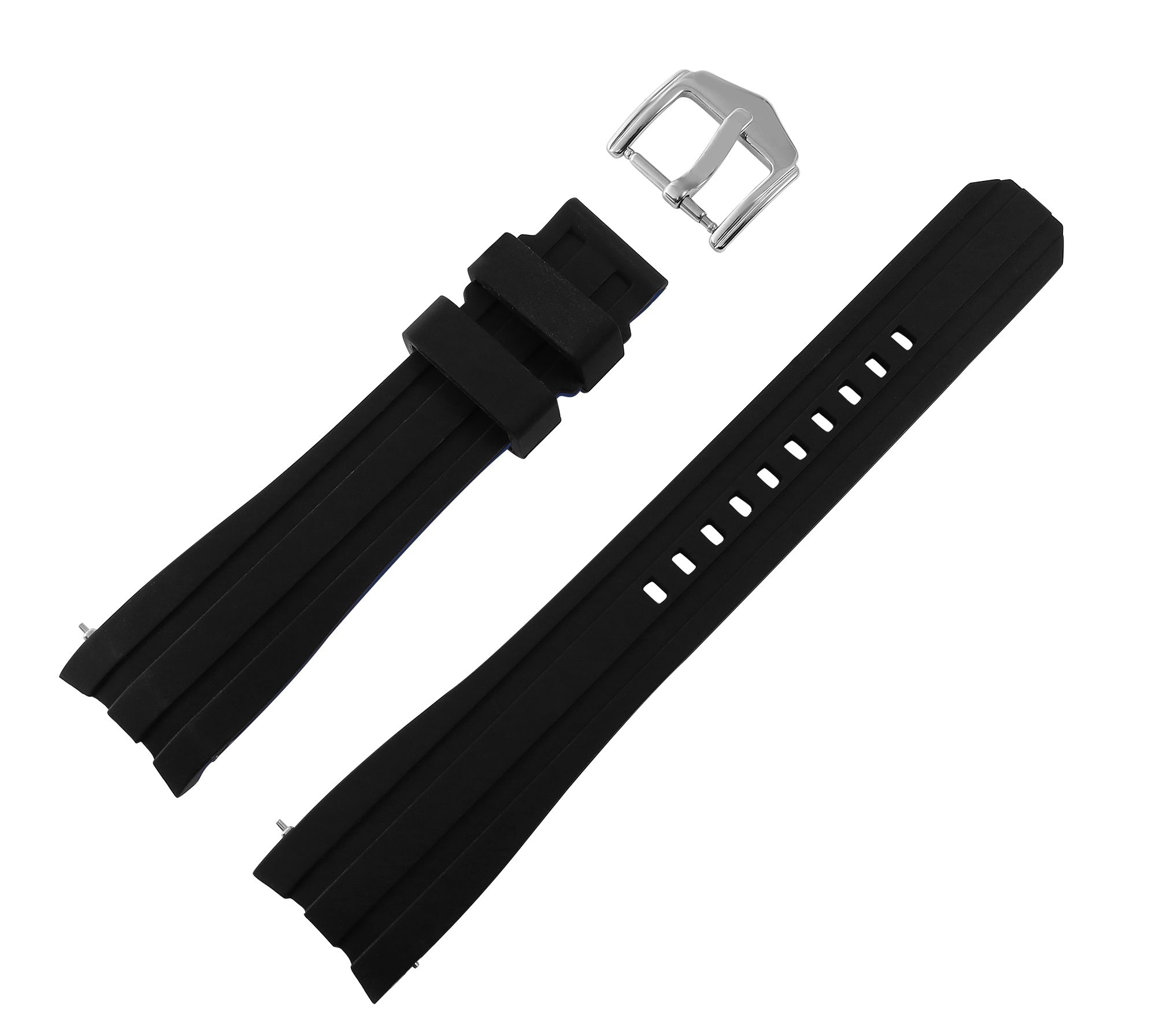 Schnellwechselarmband für Uhren, Silikon, Dornschließe, schwarz/blau, 20 mm