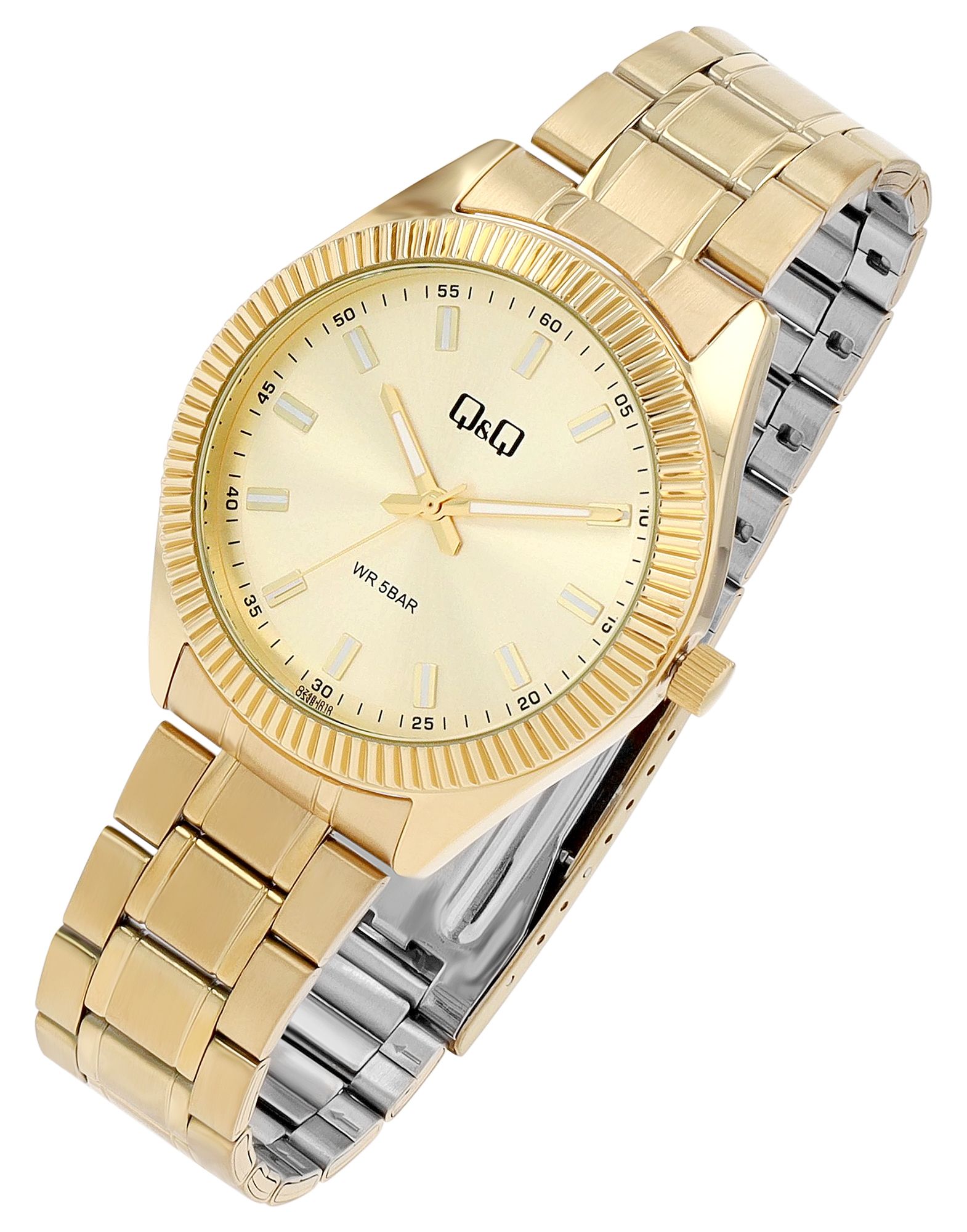 Q&Q Herrenuhr mit Edelstahlarmband, 5 Bar, goldfarben