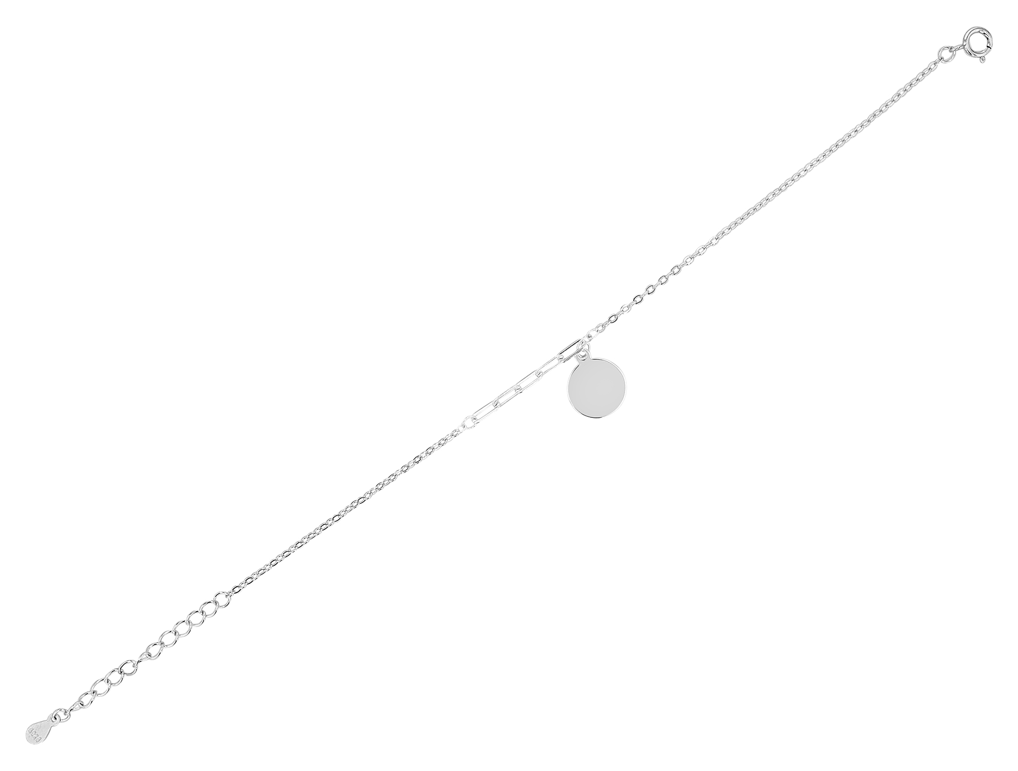"Nila" 925/- Echt Silber Armband, rhodiniert, Gravuranhänger