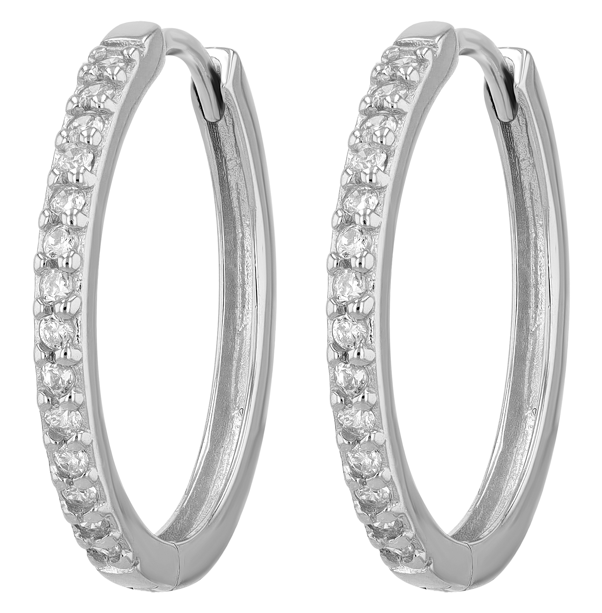 "Preti" 925/- Echt Silber Creolen Ø 20 mm, Zirkoniabesatz, silberfarben rhodiniert