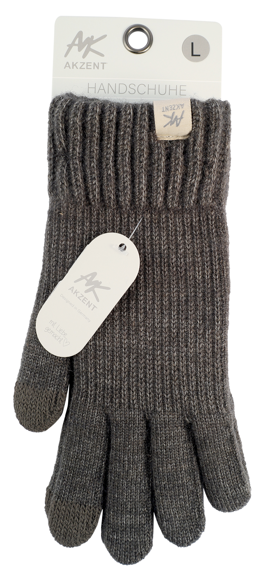Herren-Handschuhe, Gr L, grau, Touch-Finger, 100% Polyester, VE-4