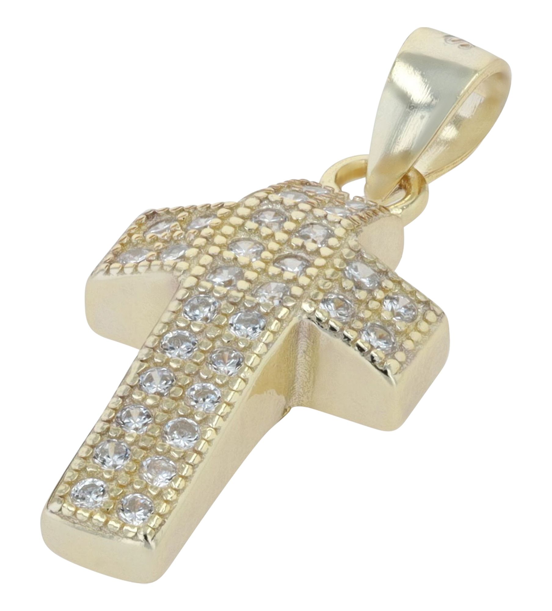 925er Sterlingsilber Kreuzanhänger "Finley", Zirkoniabesatz, vergoldet