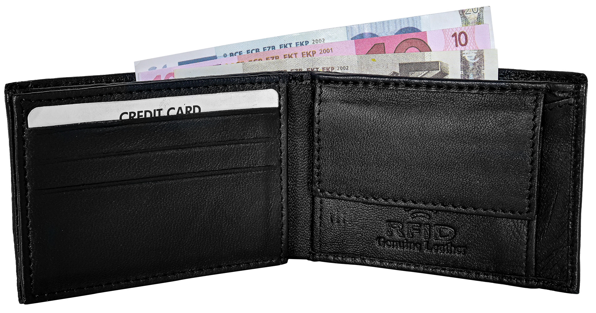 Steinmeister Echtleder Mini-Geldbörse, RFID, Querformat, schwarz