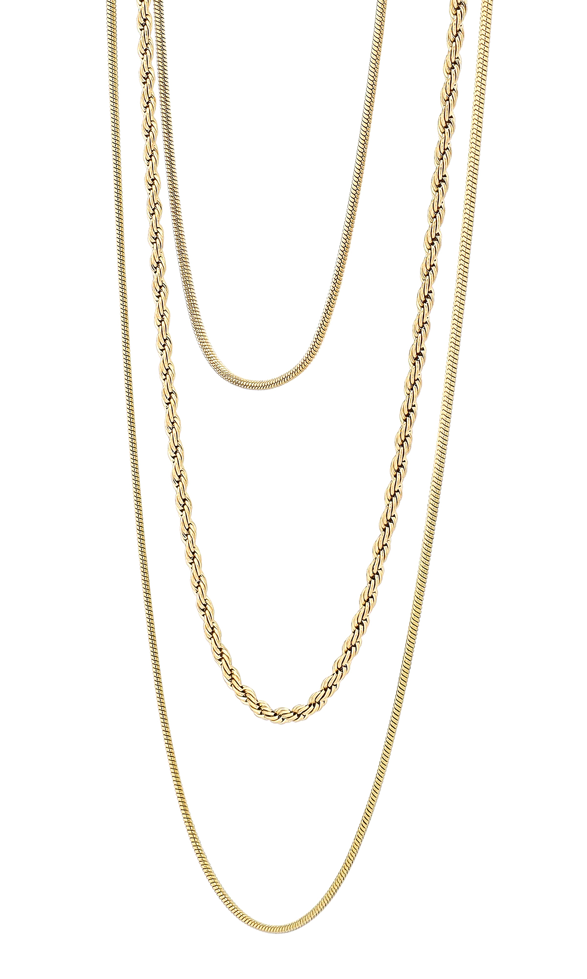 "Nelda" Edelstahl Layering Kette, 40/ 45/ 50 + 5 cm, goldfarben