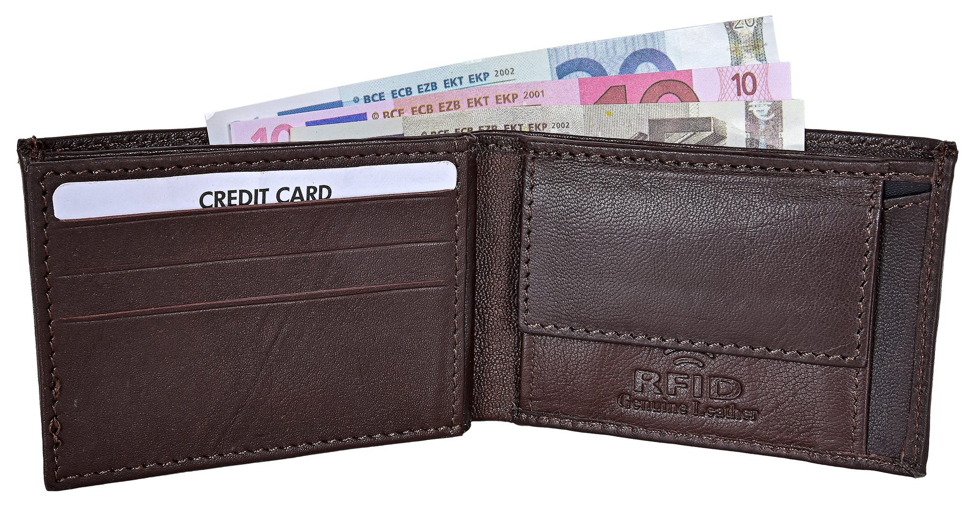 Steinmeister Echtleder Mini-Geldbörse, RFID, Querformat, braun