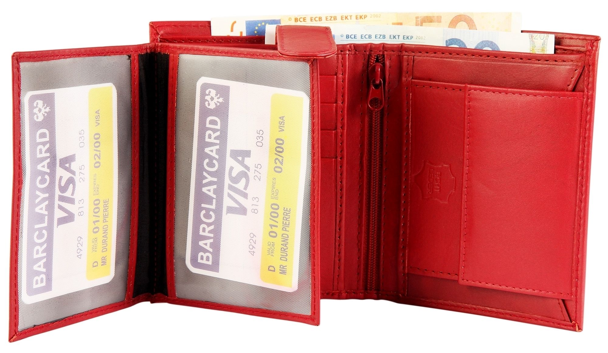 Excellanc Herren Geldbörse aus Echtleder in rot. Format 10 x 12 cm.