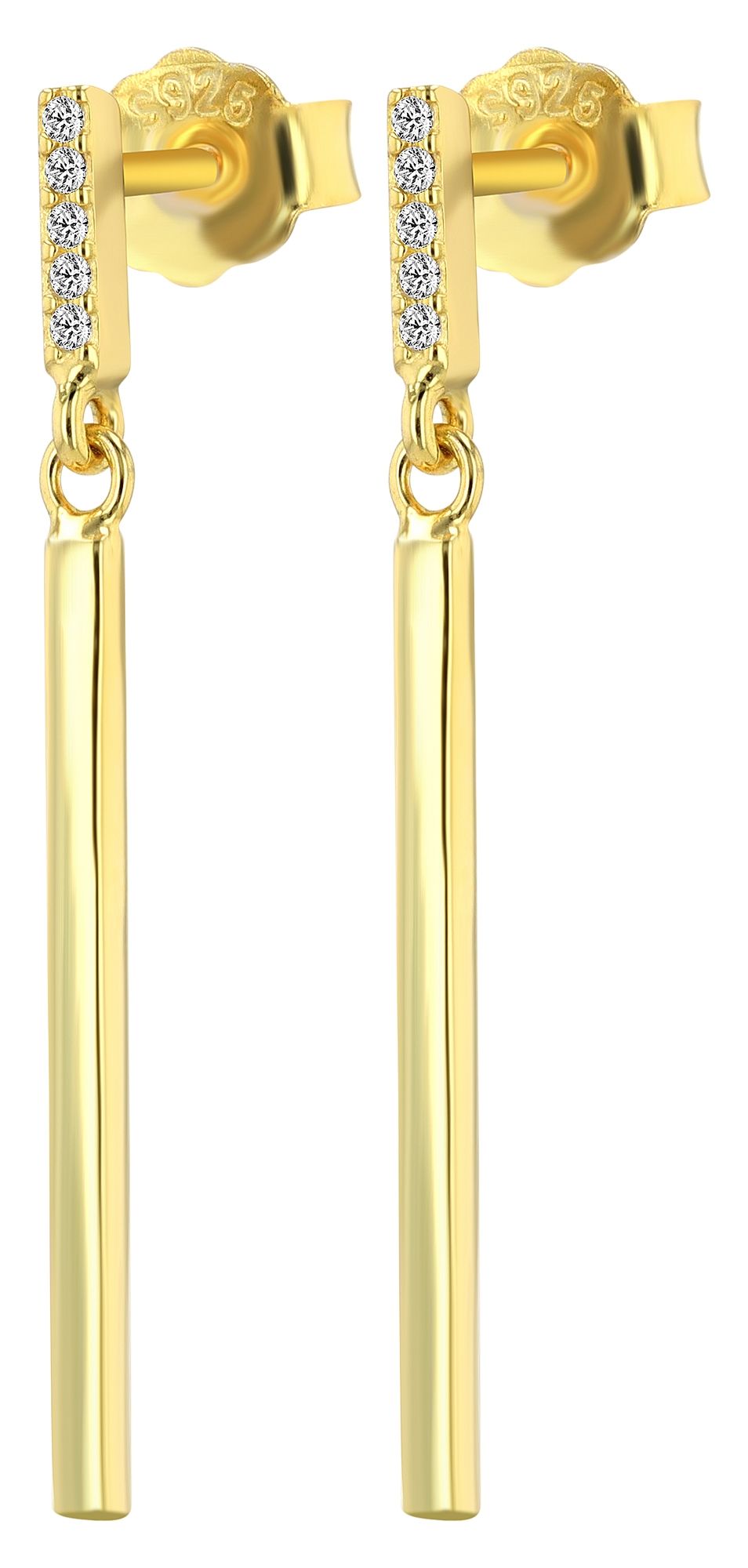 "Marah" - Ohrstecker mit Hänger, 925/- Echt Silber, goldfarben