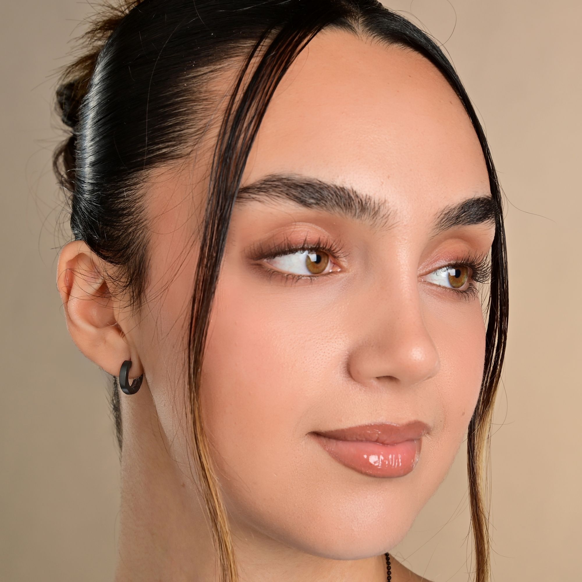 "Inu", Edelstahl Unisex-Creolen, Ø 9mm/ 3mm, schwarz