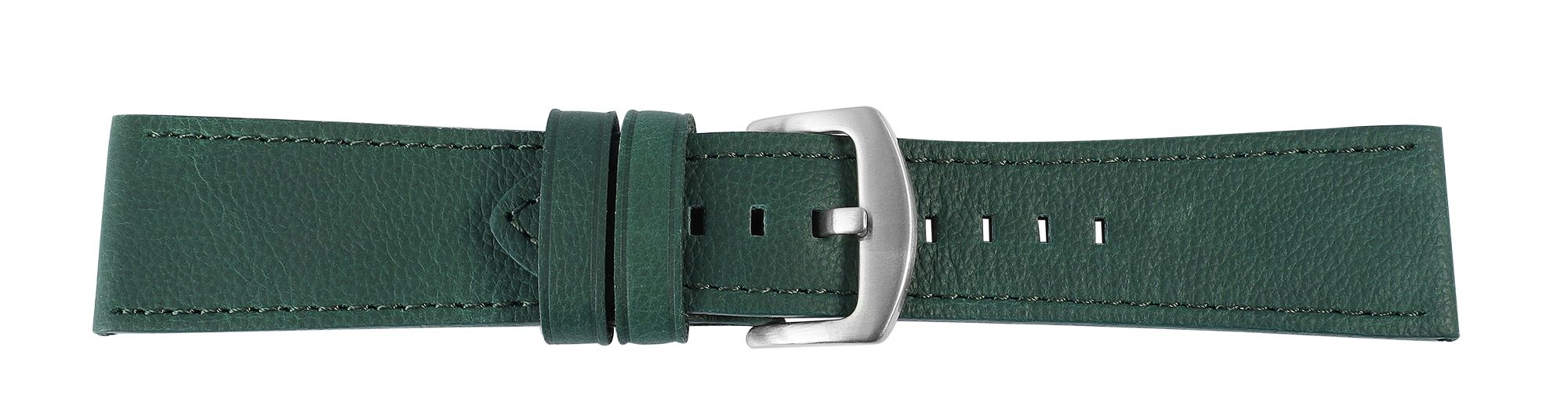 Echtleder-Uhrenarmband "super-soft", grün, Naht,22 mm