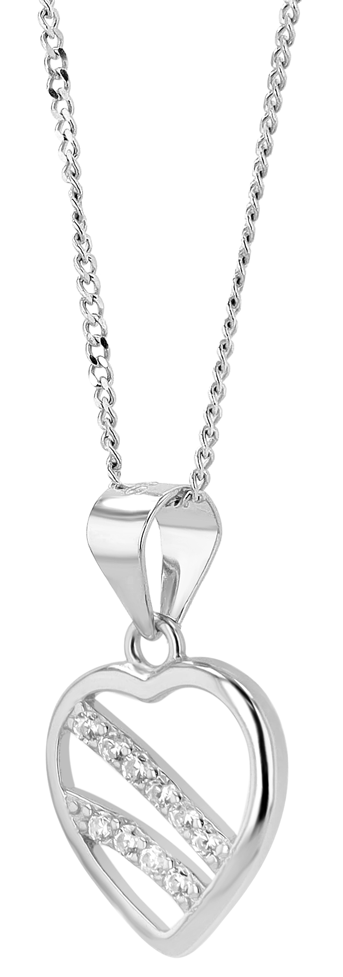 "Kokoro", 925/- Echt Silber Anhänger Herz mit Zirkonia, silberfarben rhodiniert