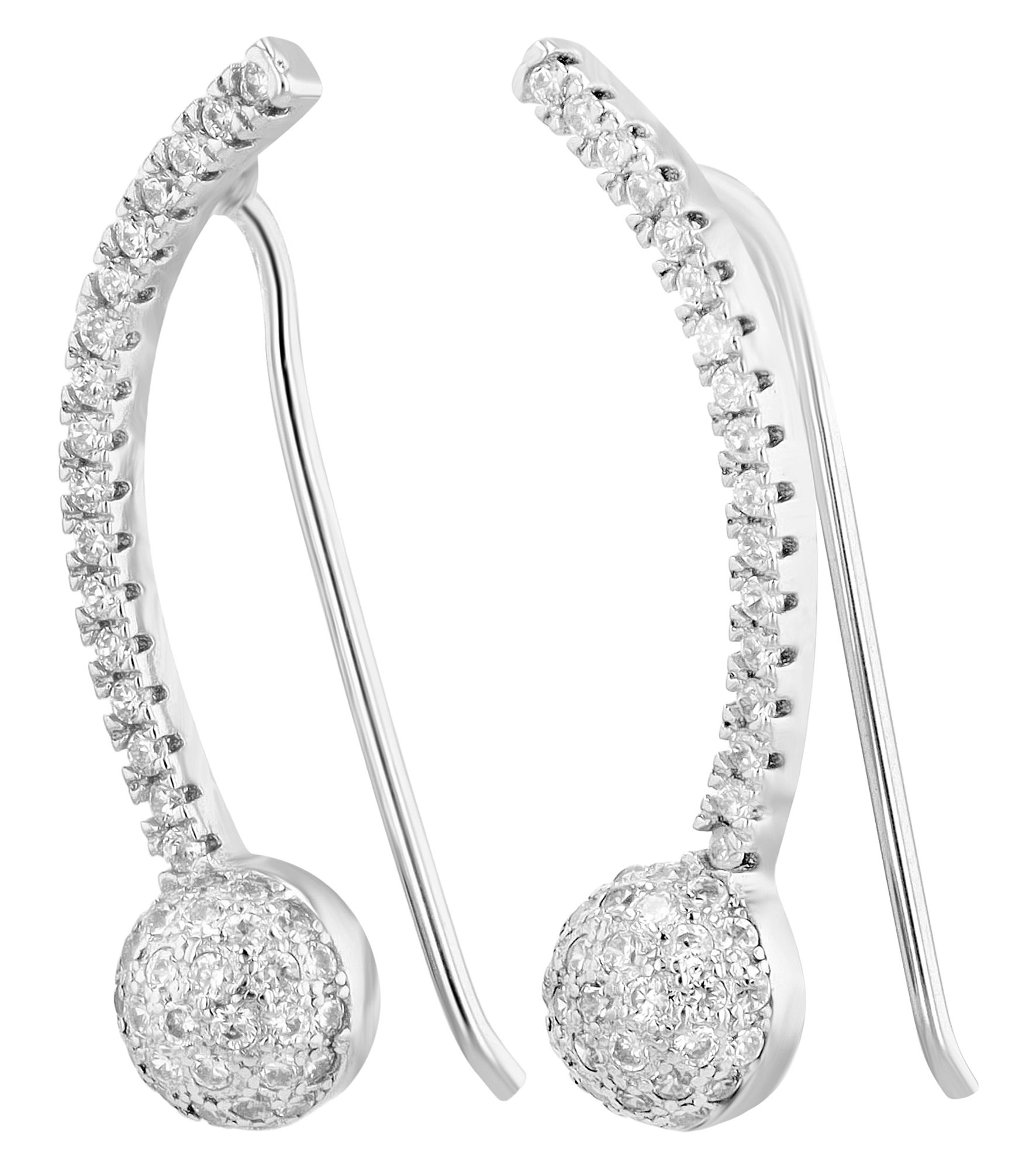 "Aleyna" 925/- Echt Silber Ohrhänger mit Hackenverschluss, Zirkonia, silberfarben rhodiniert