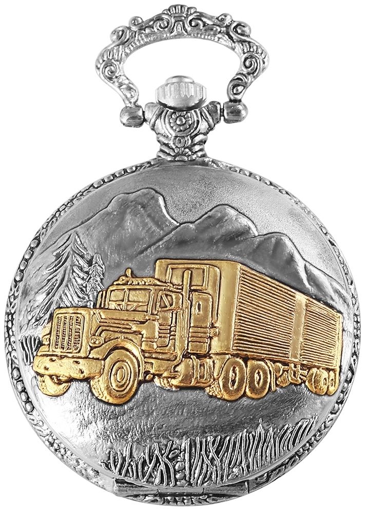 Excellanc Taschenuhr, Lkw, silber- und goldfarben