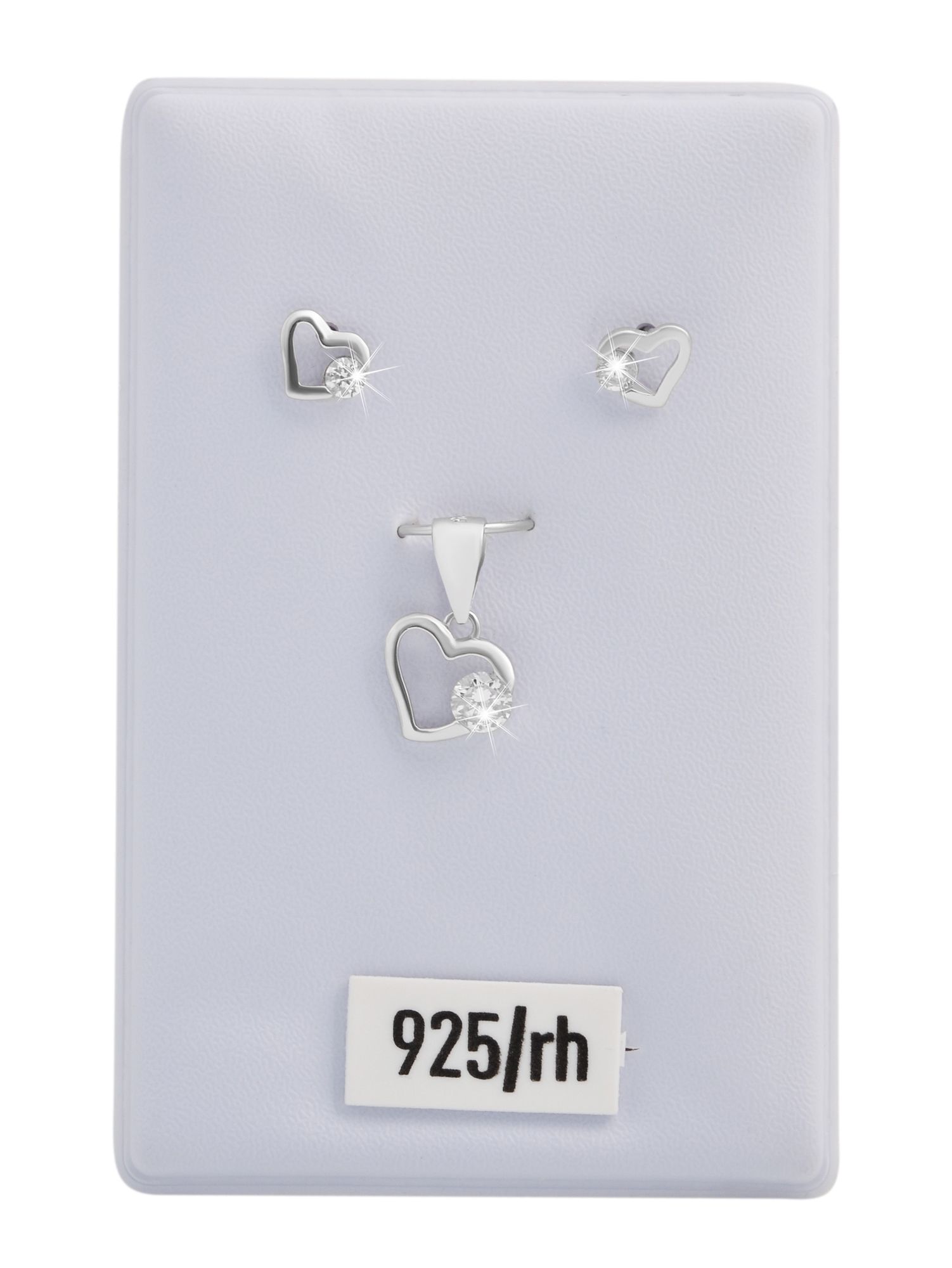 "Kiona" 925/- Echt Silber Schmuckset Herz, Ohrstecker/ Anhänger, Zikon, rhodiniert