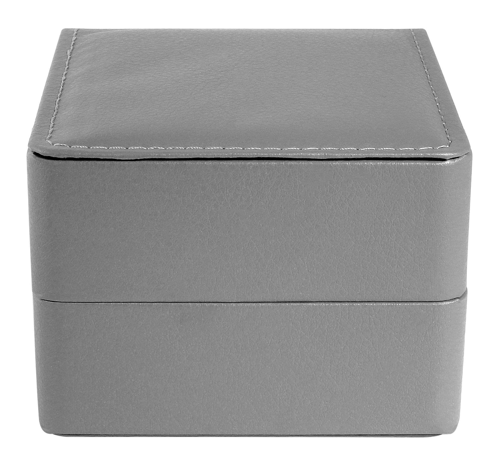 Uhrenbox, aufklappbar mit Kissen, Lederimitat, 11 x 10 x 7,3 cm, grau