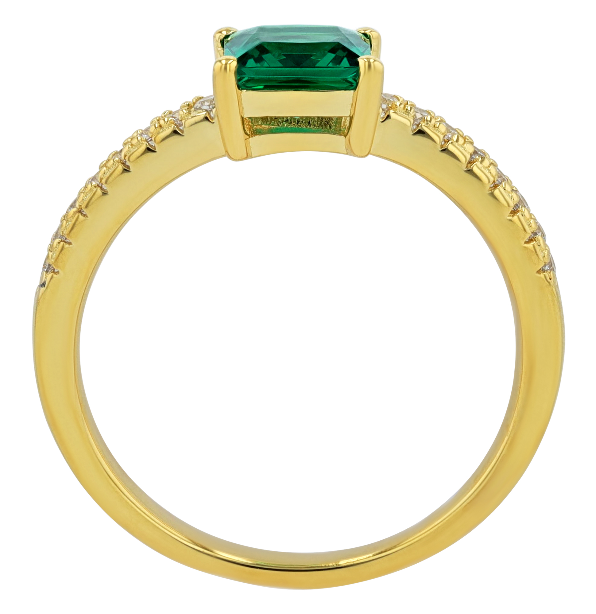 Sif Jakobs Jewellery 925/- Echt Silber Ring "Ellera Quadratto", Gr 58, Zirkonia (grün), vergoldet