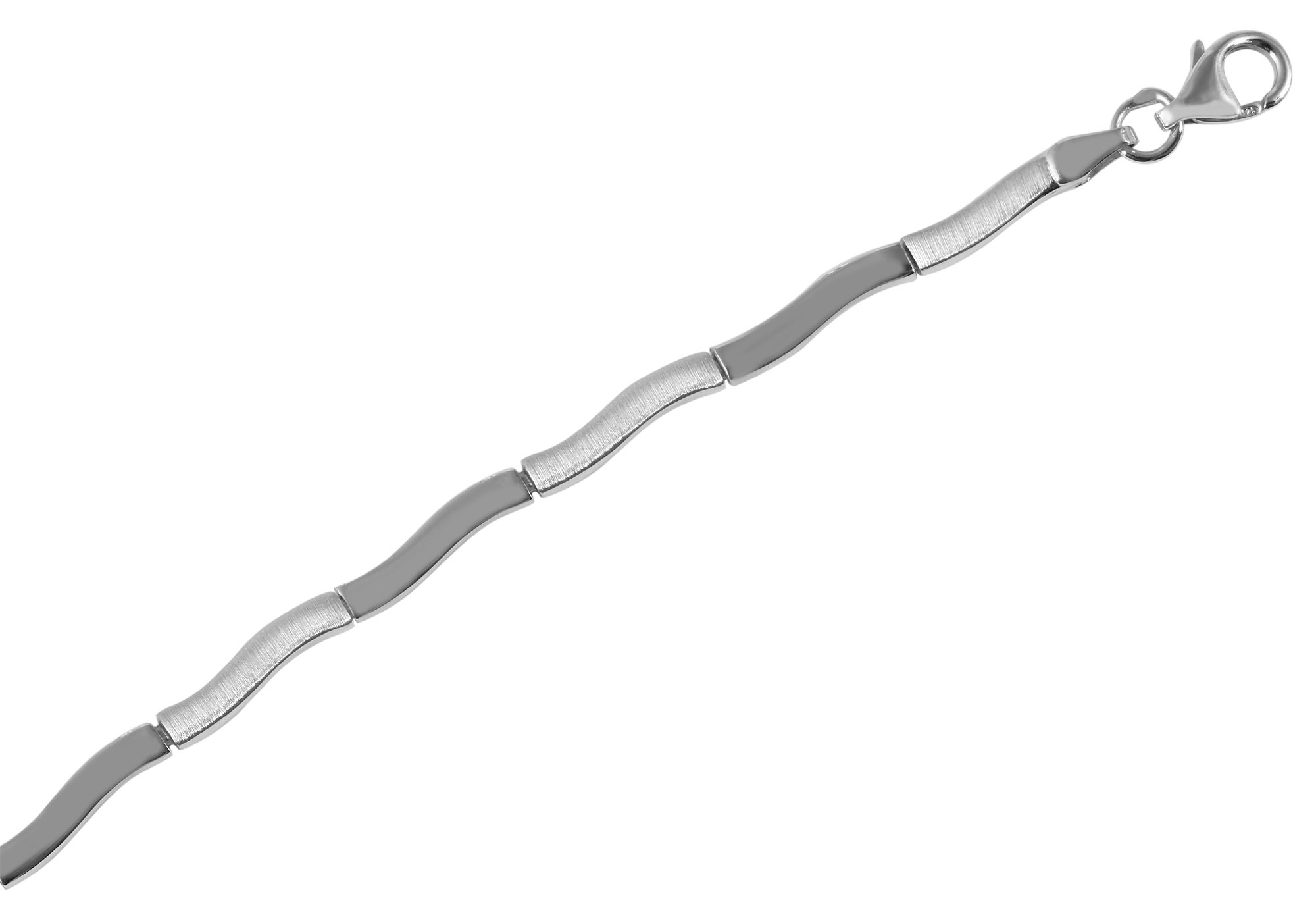 925/- Echt Silber Halskette "Alania", matt/poliert, 925/rhodiniert