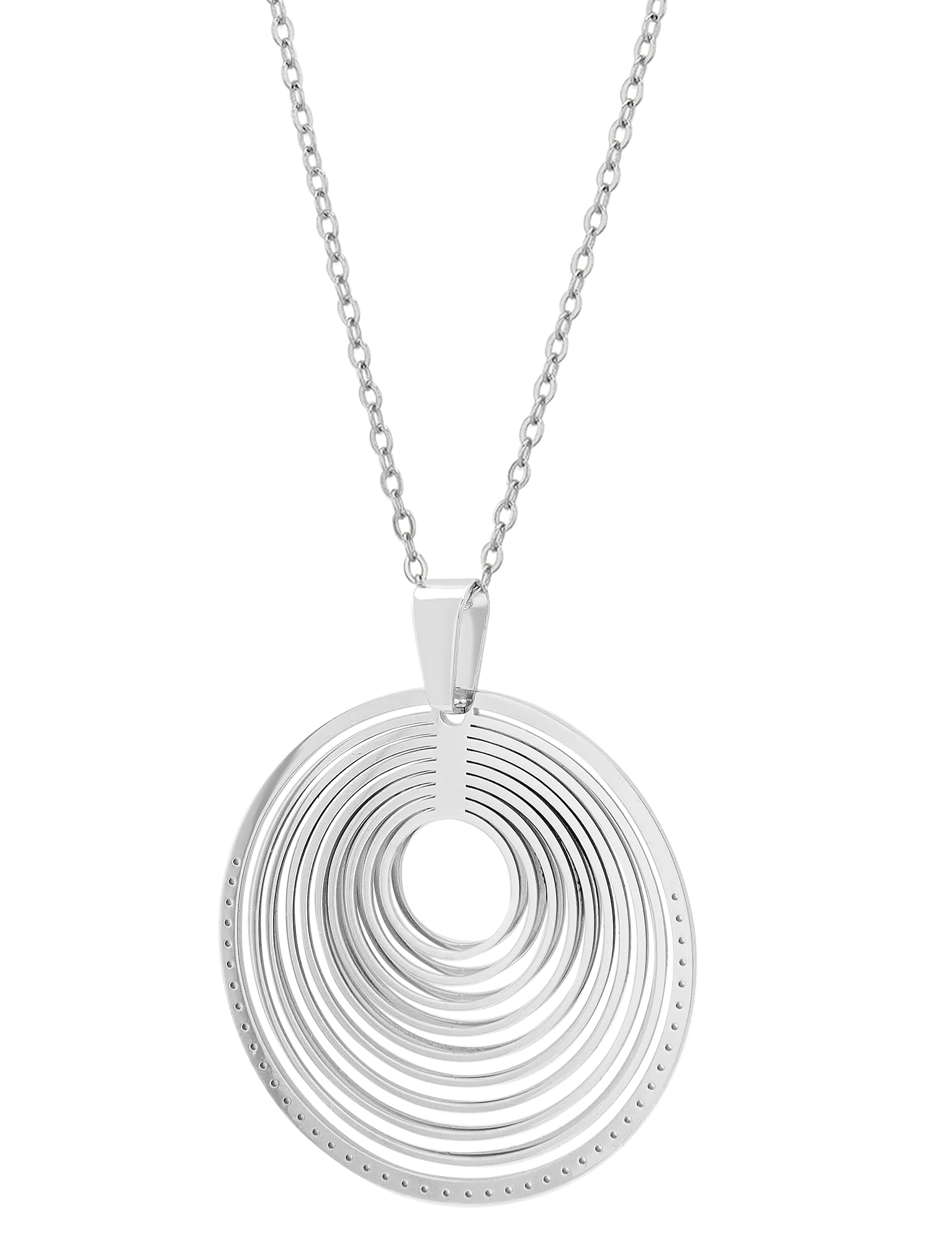 "Seluna" Edelstahl Schmuckset (Ohringe / Kette 43+5 cm/ Anhänge), slberfarben